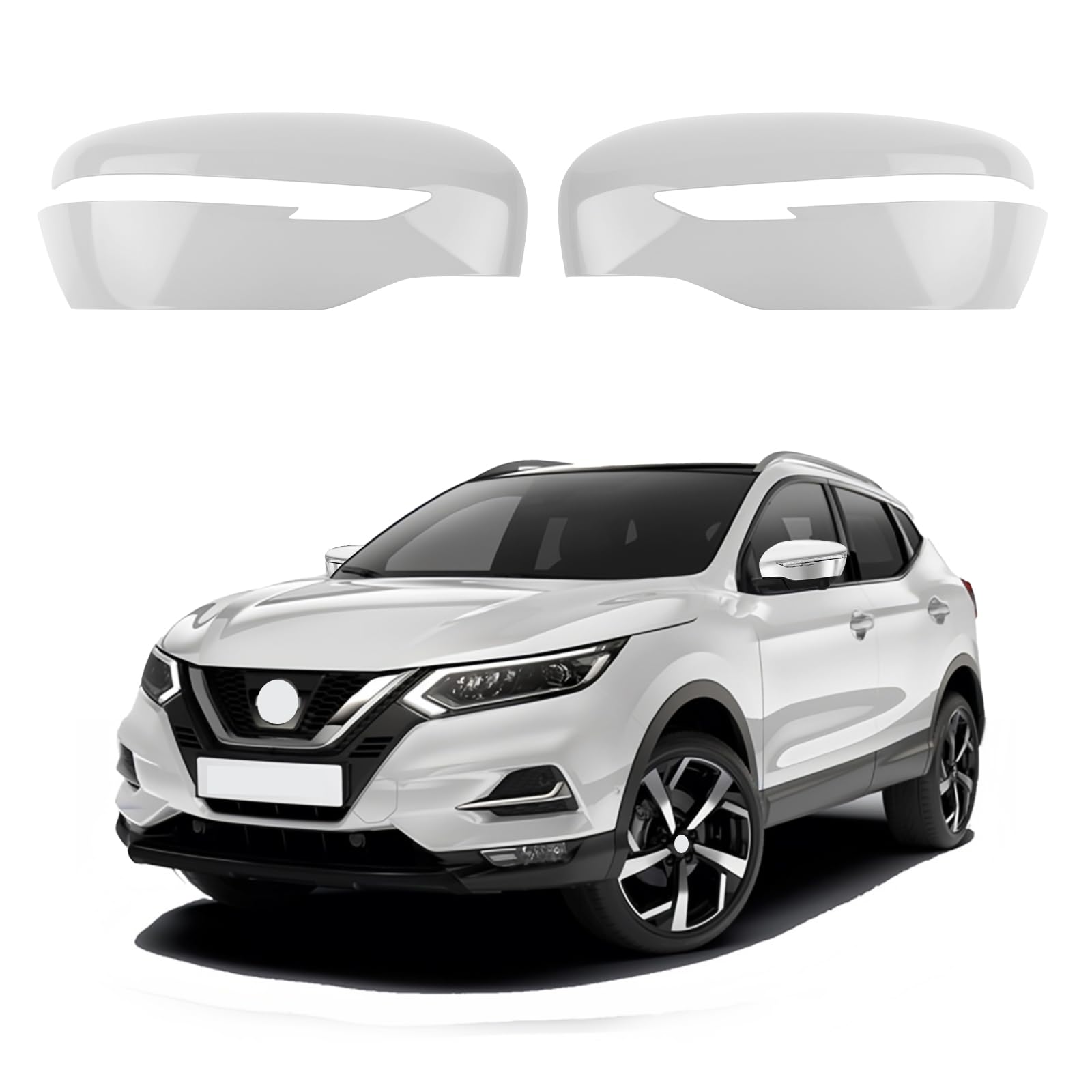 Cappuccio Dello Specchietto Retrovisore Sostituzione per Nissan Qashqai J11 2014-2020/Rogue 2013-2021, Cappucci per Specchietti Retrovisori Cromati Copri Specchietto Retrovisore Automatico (Bianco)