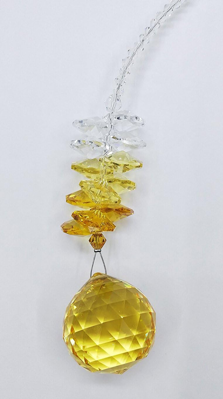 Waner 30mm Yellow Crystal Ball Prism Suncatcher Feng Shui Products for Positive Energy