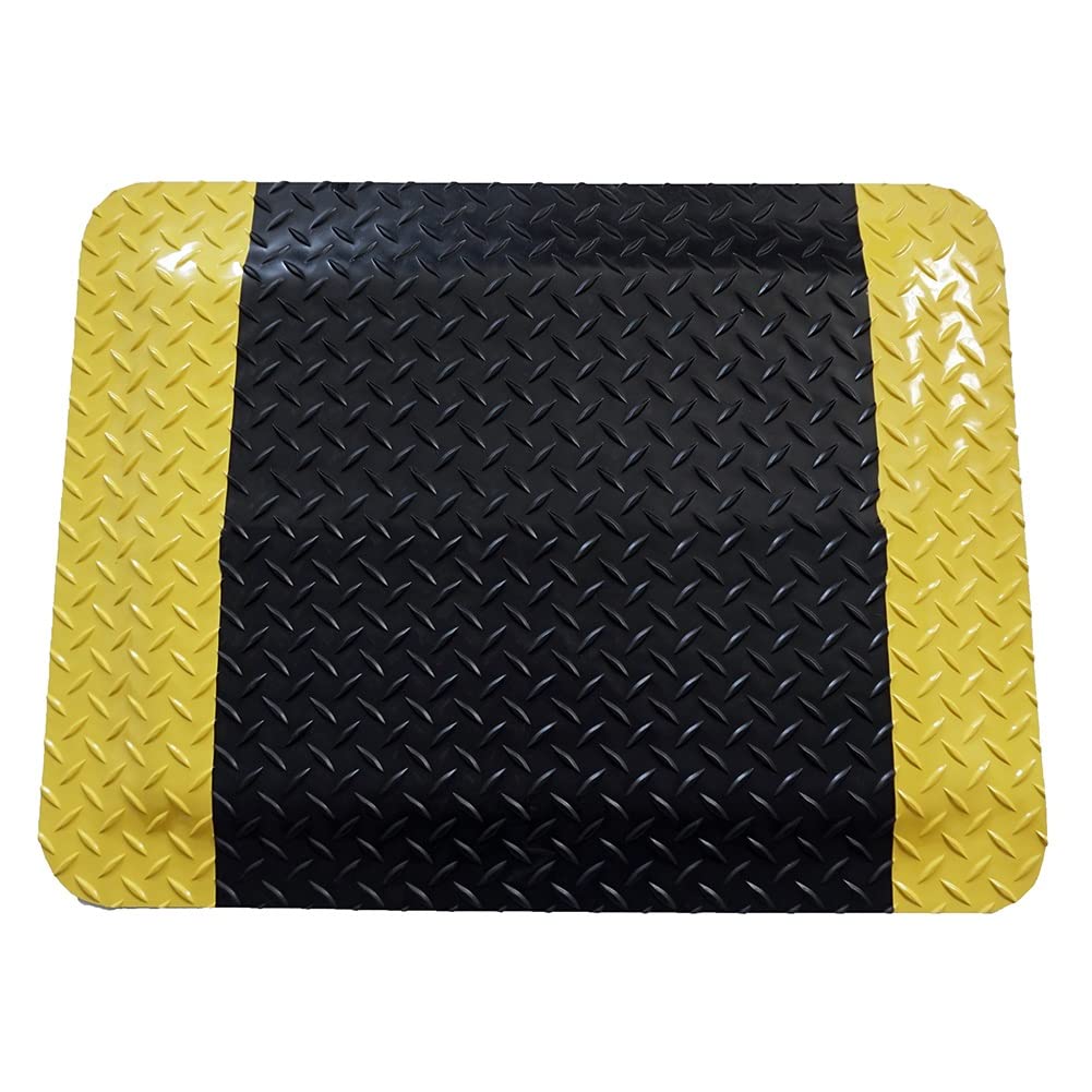 OWOHYG Anti-Fatigue Workstation Mat,Industrial Anti-Static Floor Mat,Thick And Washable,Stain-Resistant,Kitchen Floor Pad And Office Standing Desk Mats,Customizable.Black Yellow-60x100cm