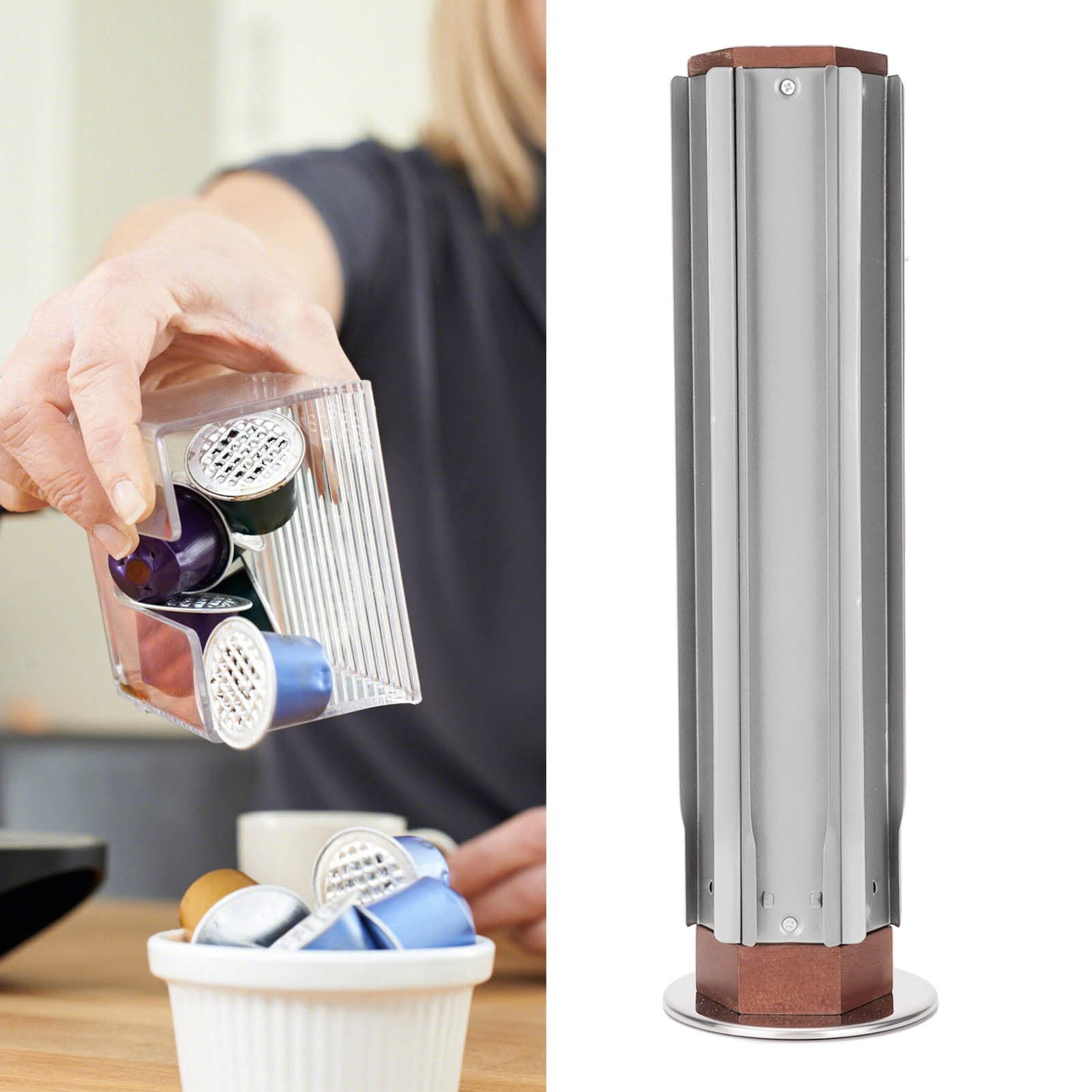 Soporte para C¨¢psulas de Caf¨¦ de 66 Grados,Estante de Almacenamiento de C¨¢psulas Giratorio de 360 Grados,Estante de Almacenamiento de C¨¢psulas Caf¨¦ Gran Capacidad,Soporte C¨¢psulas C