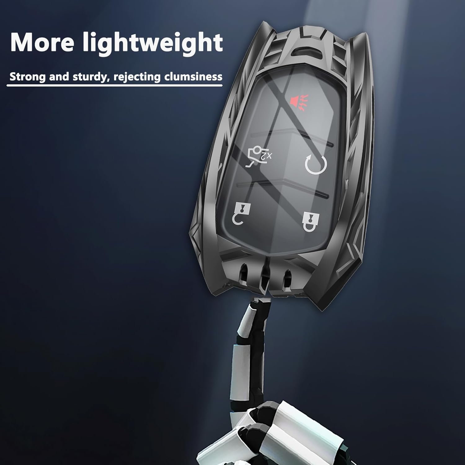 for Cadillac Key Fob Cover with Keychain,Stylish Zinc Alloy Protection Key Case Compatible with 2015-2019 Escalade CTS SRX XT5 ATS STS CT6 XTS XT4 Smart Remote Key Shell Accessories