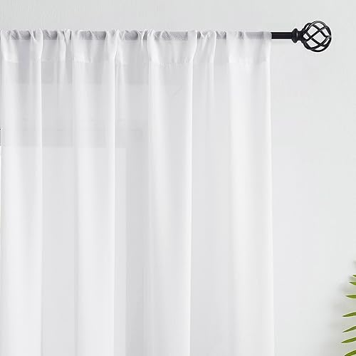 Miniatura 6 de Cortinas traslúcidas de gasa degradadas para sala de estar, bolsillo para barra, color gris degradado arrugado, tratamiento de ventana, privacidad
