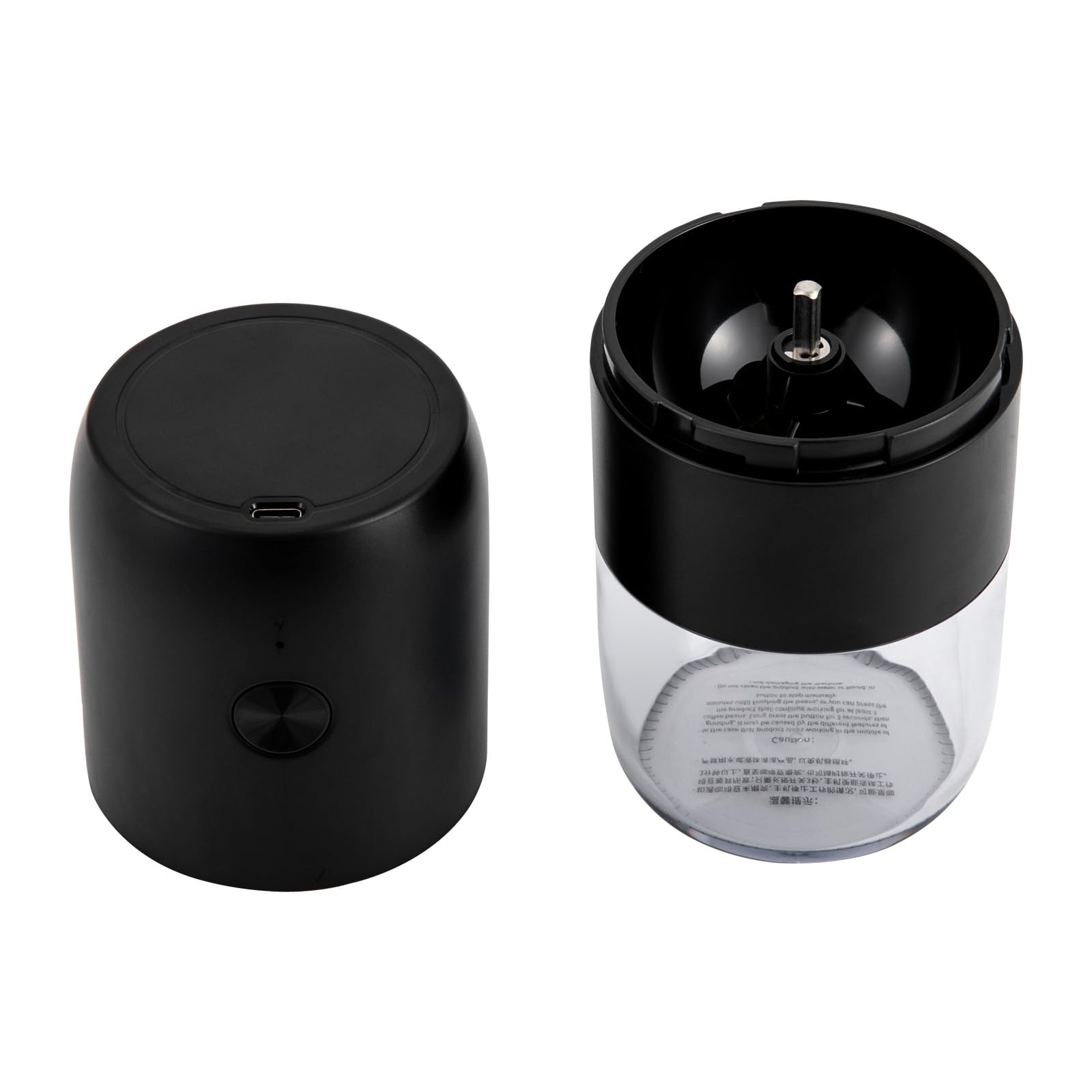 Moulin à café électrique rechargeable par USB avec broyeur conique en céramique | grossièreté réglable | Moulin à café expresso portable rechargeable 30 g pour haricots et épices (noir)