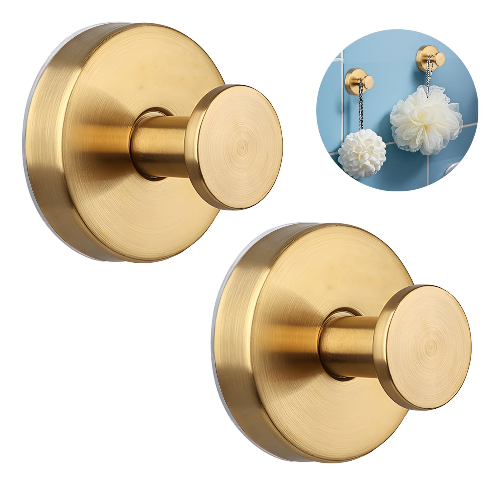 VEINARDYL 2 Pcs Suction Cup Hooks, Stainless Steel Removable Shower Towel Hook