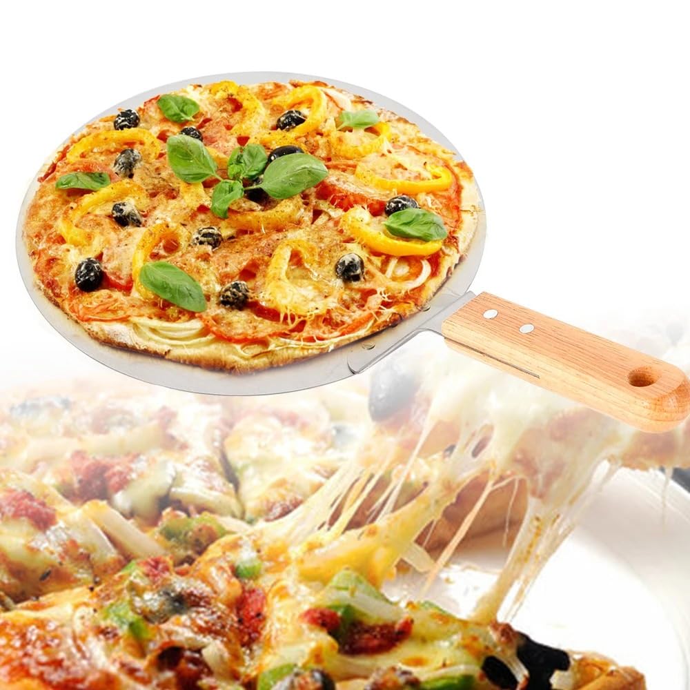 Pala Per Pizza Pala for pizza in acciaio inox con manico in legno for pizzaioli, cuochi e fornai domestici