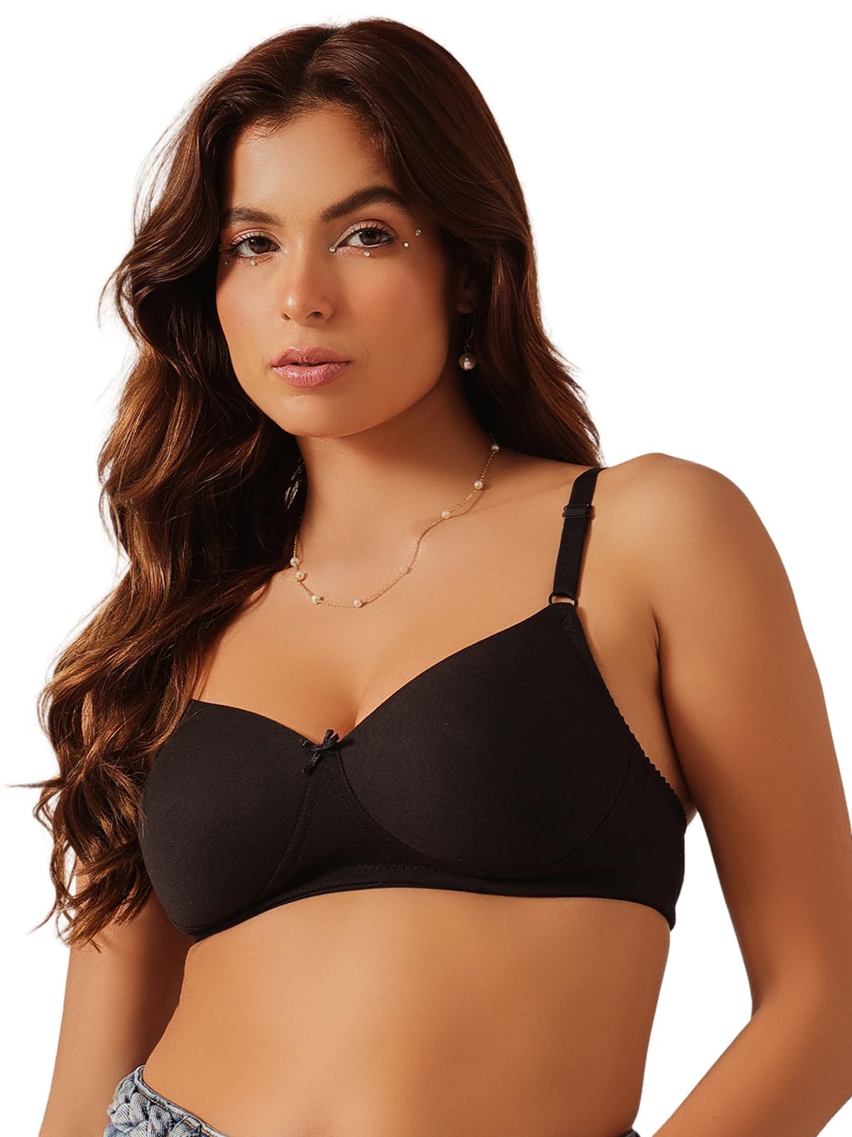 Clovia Ladies Cotton Rich Padded Non-Wired T-Shirt Bra Black, black, 34B