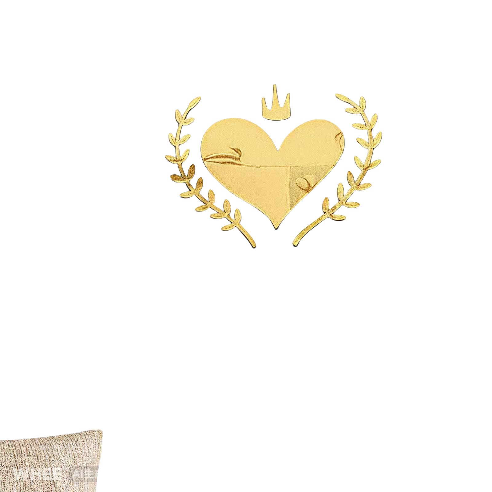 Heart Leaves DIY Acrylic Toilet Cover Sticker Decals,Flower Leaf Bird Waterproof Toilet Lid Tank Seat Decals Cistern Self-Adhesive Bathroom Wall Sticker(Golden)