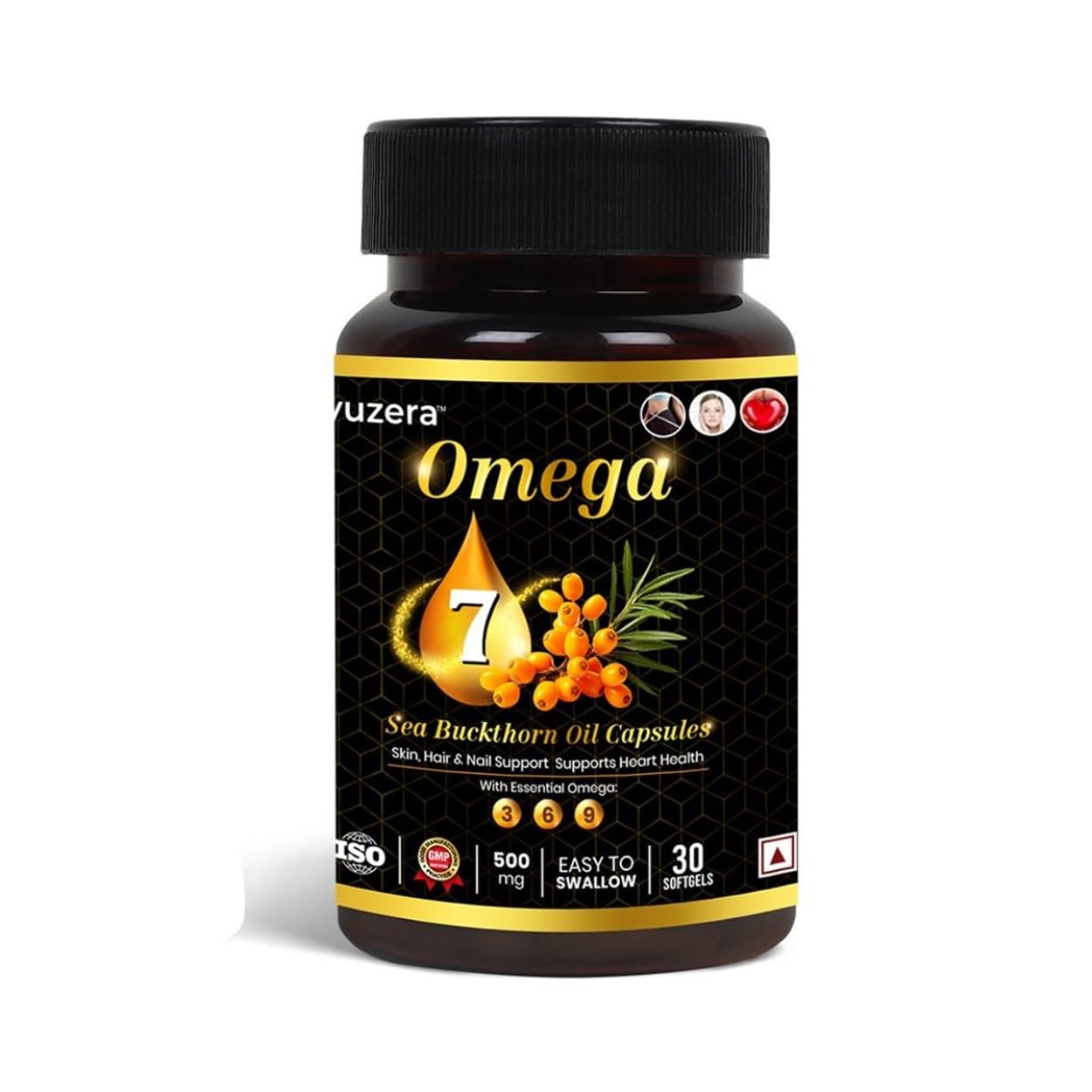Ayuzera Sea Buckthorn Oil Omega 7 500mg, 60 Softgels Capsules, 30-Day Supply| Rich In Omega 3, 6 & 9 For Muscle, Bone, Heart & Skin | Dietary Supplements, 500mg Each (B0DGGS5L4W) Amazon Price History, Amazon Price Tracker
