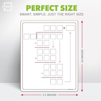 Scribbledo Long Division Dry Erase Board, 11 x 14 Double Sided Grades 3-5