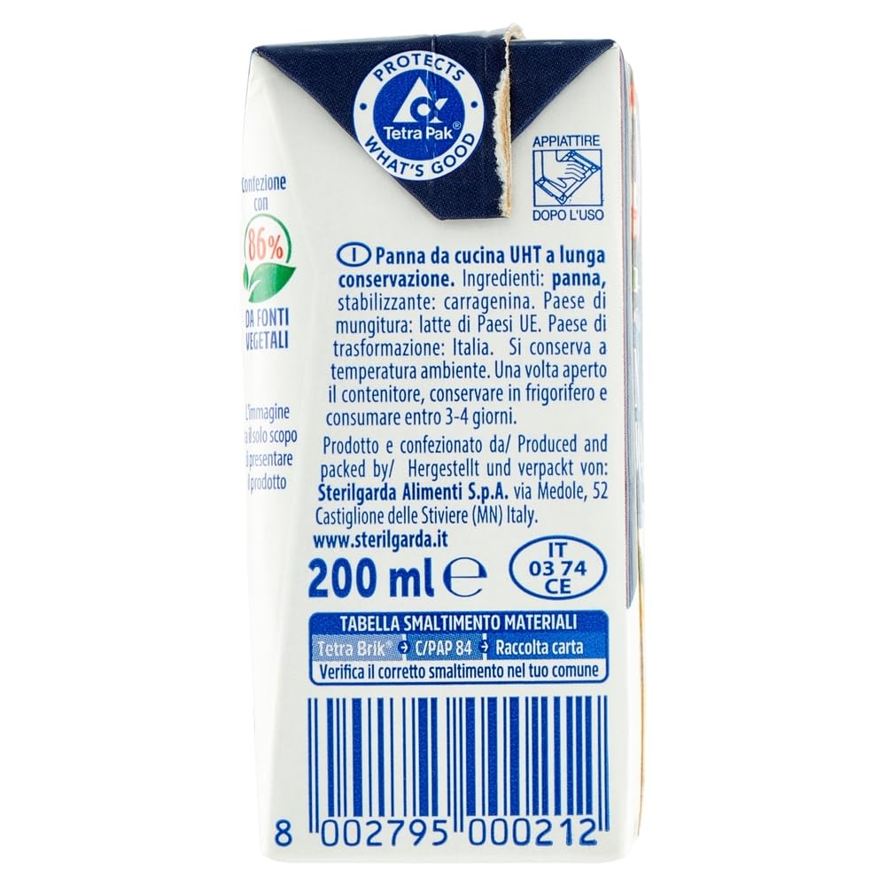 Sterilgarda Panna da Cucina, Italienische Kochsahne, 20 x 200 ml Packung, + Italian Gourmet polpa 400g