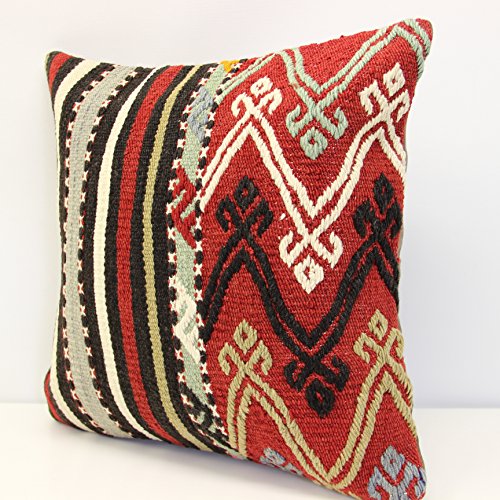 Kilimwarehouse Kilim Pillow Cover Handmade 18x18 inch (45x45 cm) Oriental Kilim Pillow Cover Home Decor Throw Pillow Cover Accent Kilim Cushion Cover Vintage