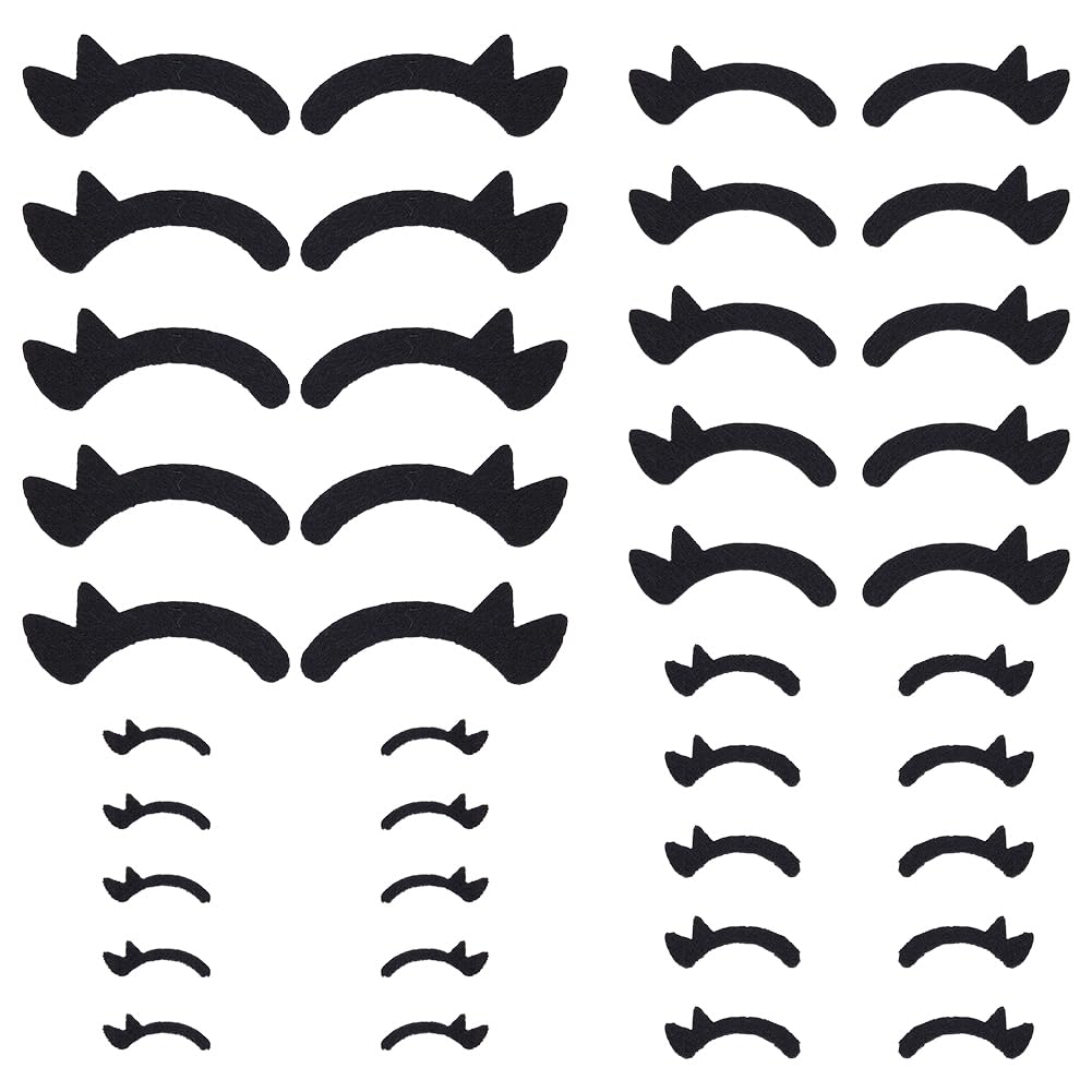 FINGERINSPIRE 40 Pairs Felt Eyelashes for Crochet Stuffies and Plushies 4 Sizes Black Color Felt Craft Doll Eyes Eyelash Applique Patches DIY Doll Puppet and Plush Animal Making Supplies-image-34