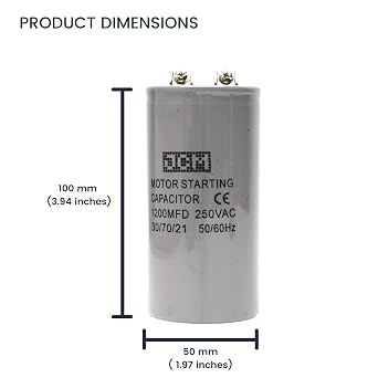 JCM AC Motor Start Capacitor 1200 uF MFD 250V 50/60Hz
