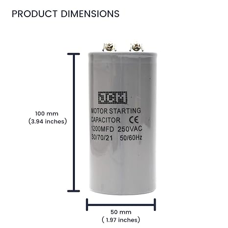 JCM AC Motor Start Capacitor 1200 uF MFD 250V 50/60Hz
