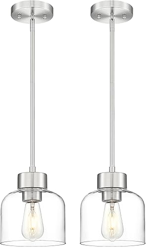 Miniatura 16 de AD-24024-1P-GD - Luces colgantes doradas para isla de cocina, 7 pulgadas con pantalla de vidrio transparente, iluminación colgante de cocina moderna