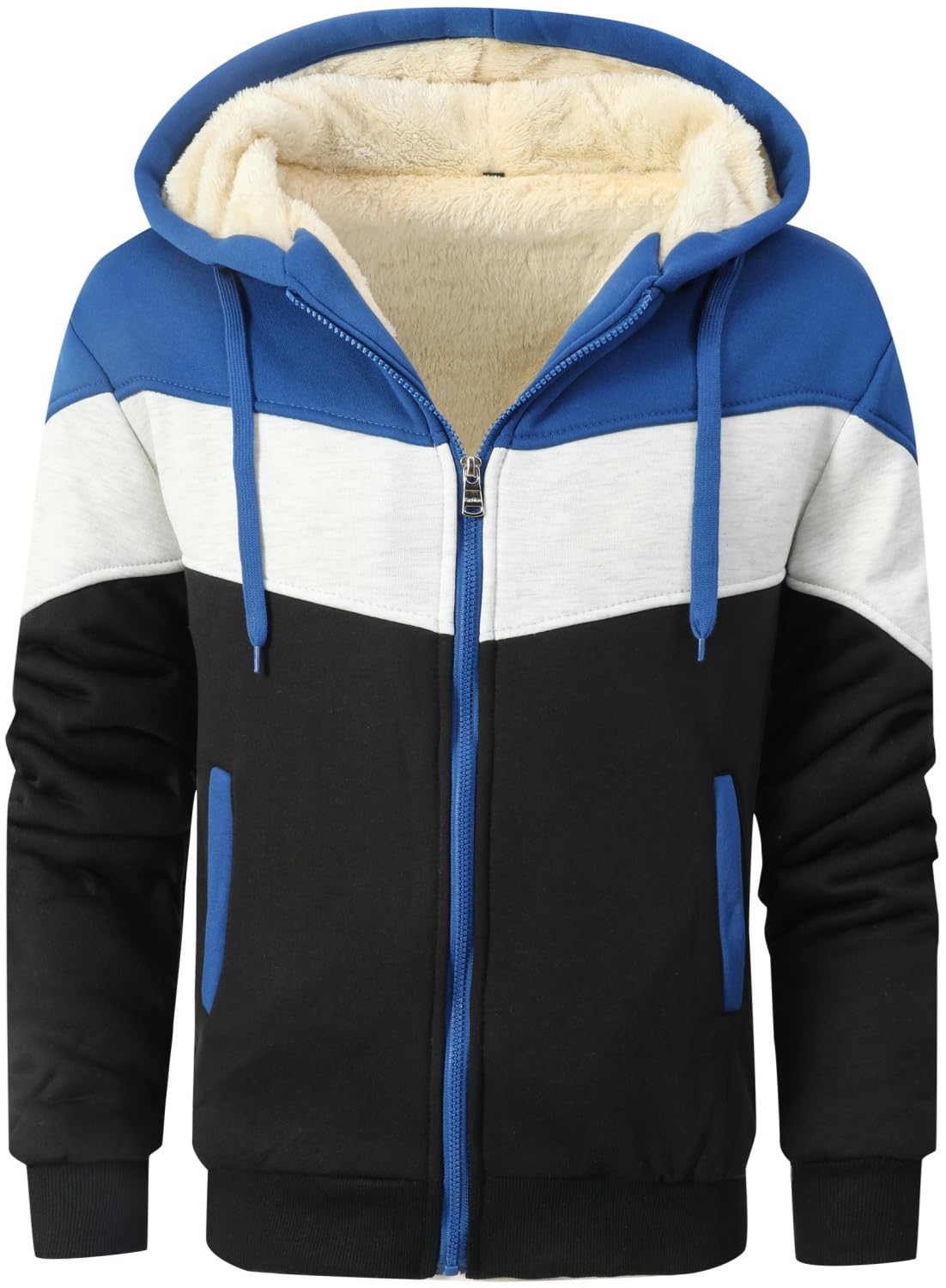 LEZUAN Felpa con Cappuccio Uomo Vello Foderato, Hoodie con Cerniera Integrale, Cappotto con Cappuccio di Spessore, Giacca con Cappuccio Inverno Caldo