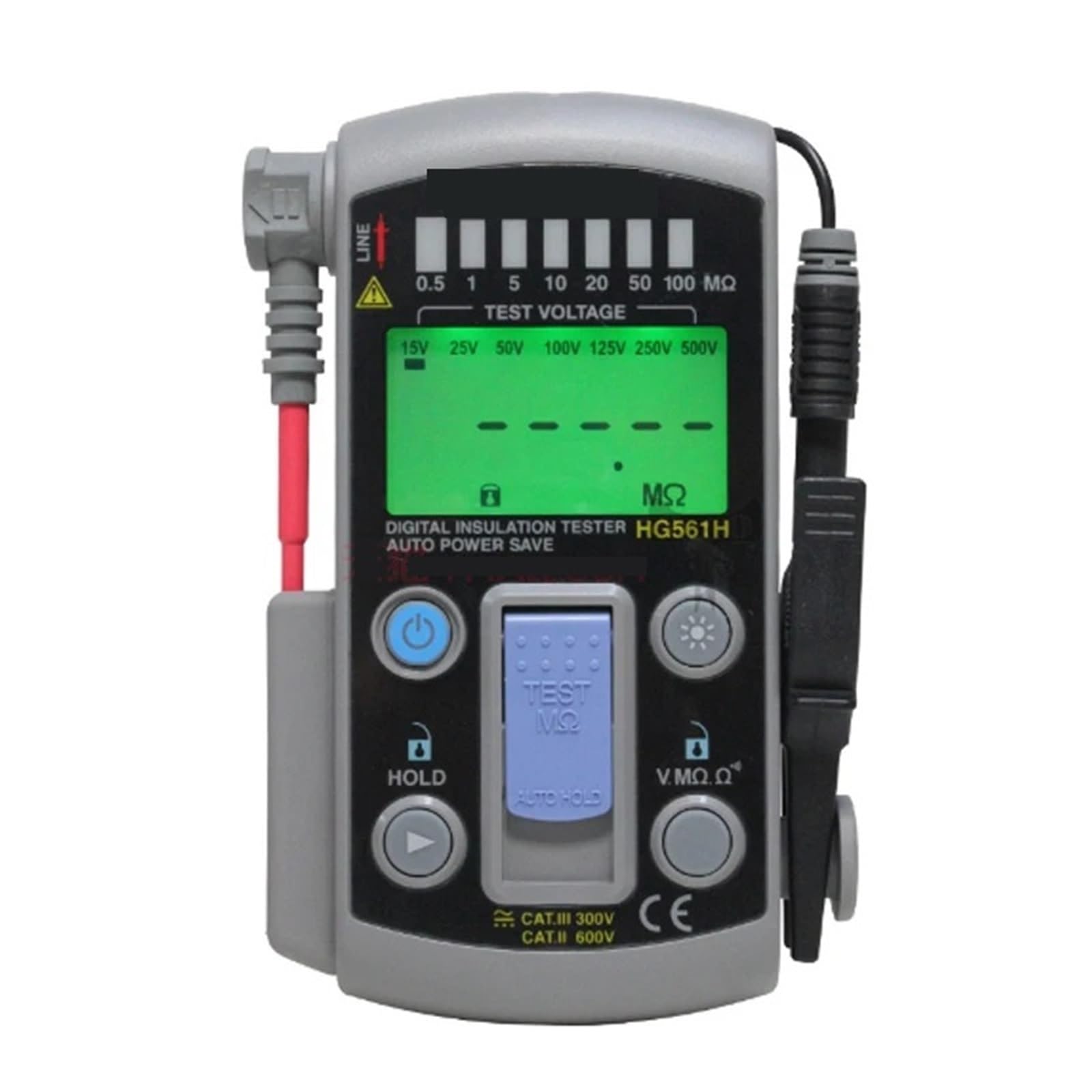 Medidor de Resistencia, Probador de aislamiento portátil HG561H tamaño pequeño con 7 rangos de voltaje de prueba for medición de resistencia eléctrica