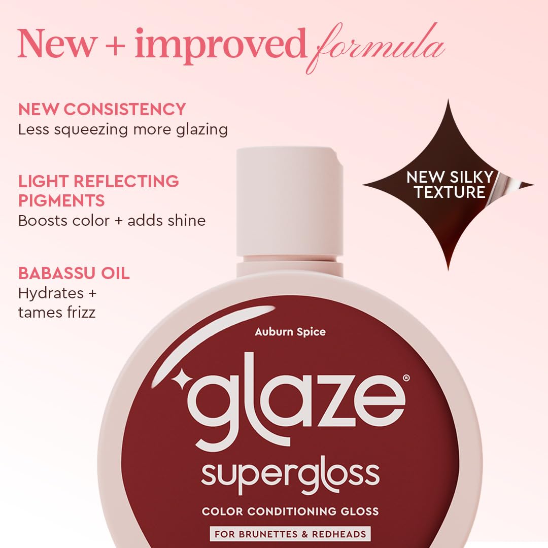 Glaze Color Conditioning Gloss – Getönte Feuchtigkeitscreme für braunes oder rotes Haar, verstärkt Farbe und Glanz, repariert Schäden – Auburn Spice, 180 ml