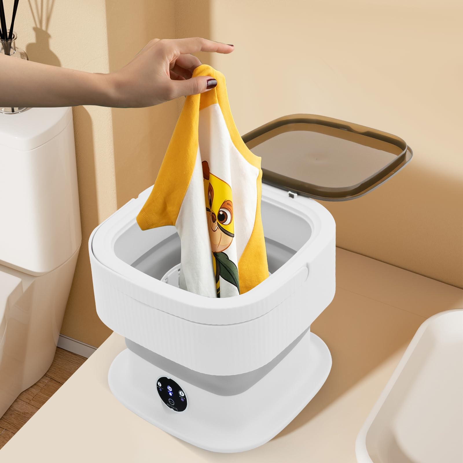Mini Lavadora Portátil Lavadora Plegable Lavadora para Lavar Toallas de Baño Camisetas Ropa Interior Gris 30 * 30 * 28 CM