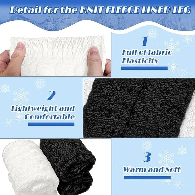 2 Pairs Winter Fleece Lined Leg Warmers for Women Skating Leg Warmer Long Boot Socks for Women - Image 4