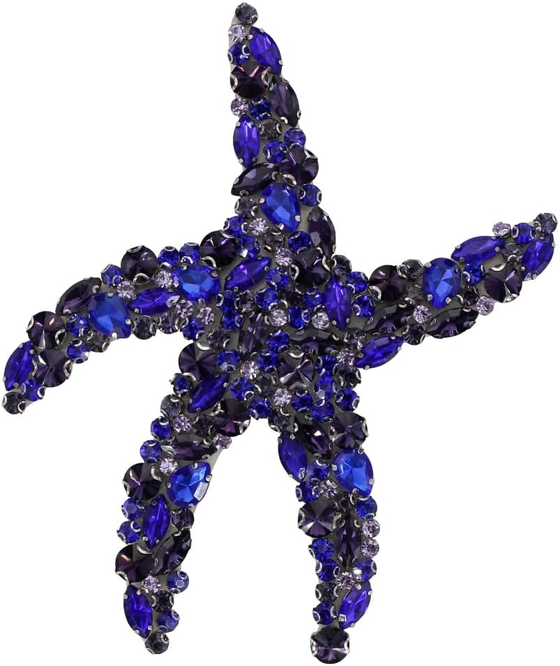 Beaded Appliqué Rhinestone Starfish Patches Handmade Crystal Sea Star Applique Sew on Patches Sewing for DIY Applique Clothing Decor 1 Piece (F)