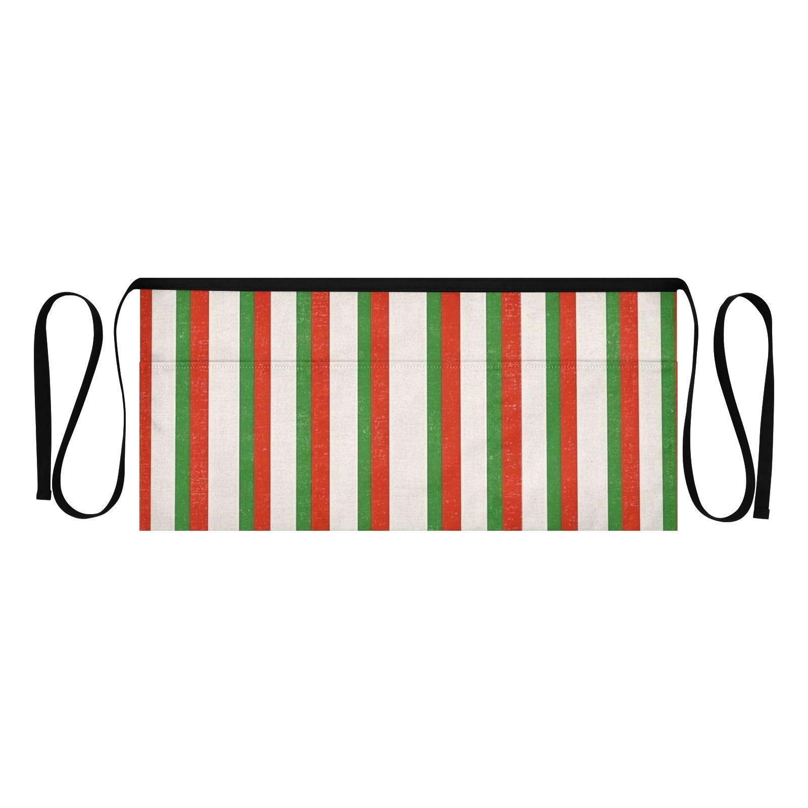 FASHON&FASCIN Server Apron with Pockets Waist Aprons Half Waitress Apron Striped Print for Gardening Restaurant,Multi5