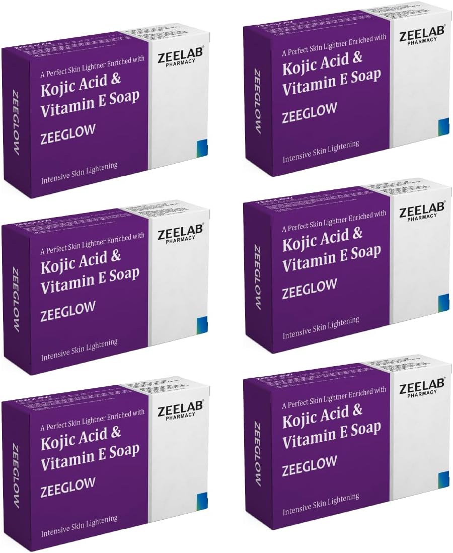 - Zeelab Zeeglow Kojic Acid & Vitamin E Soap – Skin Brightening & Nourishing Formula – Helps Reduce Dark Spots, Pigmentation & Acne Marks – Moisturizing & Gentle Exfoliation – 75g