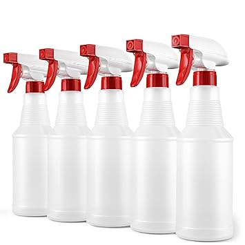 LiBa Spray Bottles (5 Pack,16 Oz), Refillable Empty Spray Bottles for Cleaning Solutions, Hair Spray, Watering Plants, Superior Flex Nozzles, Squirt, Mist Sprayer, Bleach/Vinegar/Rubbing Alcohol Safe