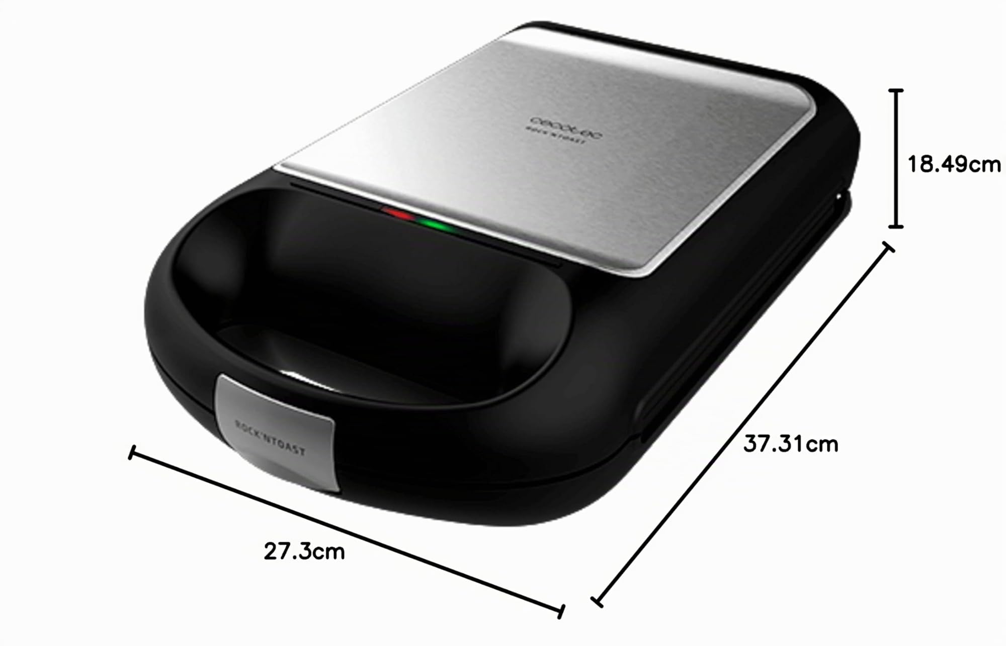 Cecotec Appareil à sandwichs Rock'nToast Family 3in1. 1500 W, capacité pour 4 sandwichs, revêtement antiadhésif, 3 plaques interchangeables, grillage rapide et uniforme, acier inoxydable.