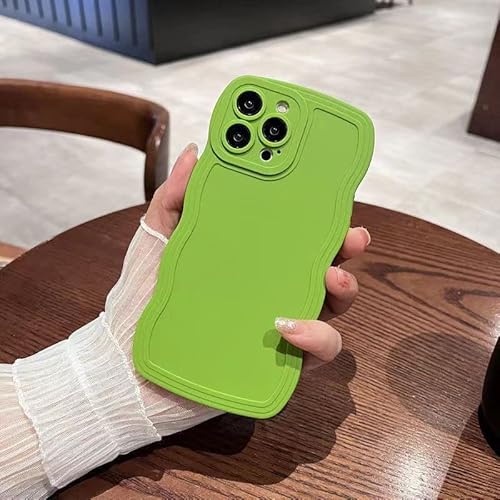 Pnatee Phone Case For Iphone Xr, Solid Color Curly Wave Frame Soft Tpu Bumpers Back Phone Cover For Iphone Xr (6.1 Inch), Cute Iphone Case For Women Girls, Green #TOP3