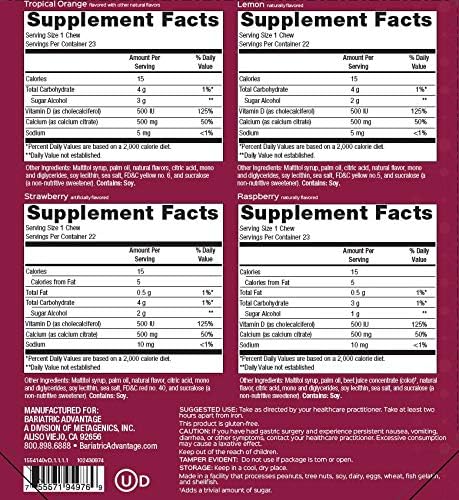 Bariatric Advantage - Calcium Citrate Chewy Bites 500mg (Assorted Fruit)