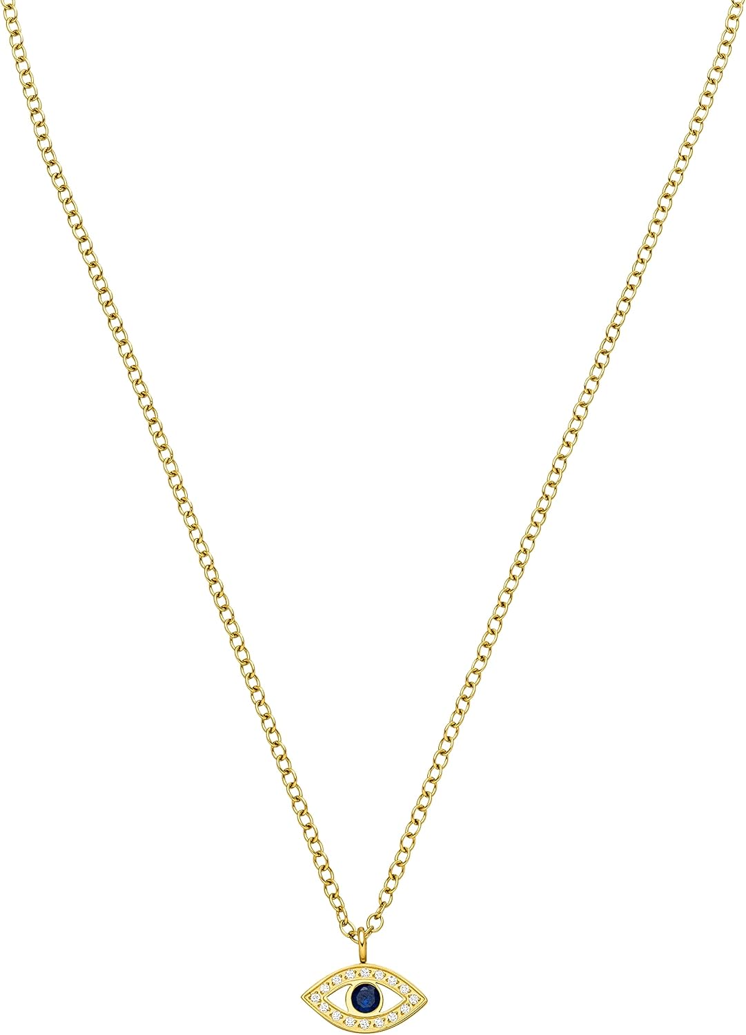 Purelei® Blue Eye Necklace – 18K Gold plated stainless steel jewelry – Waterproof chain with eye pendant – 16 to 18 inch adjustable length – Fashion jewelry for your individual look