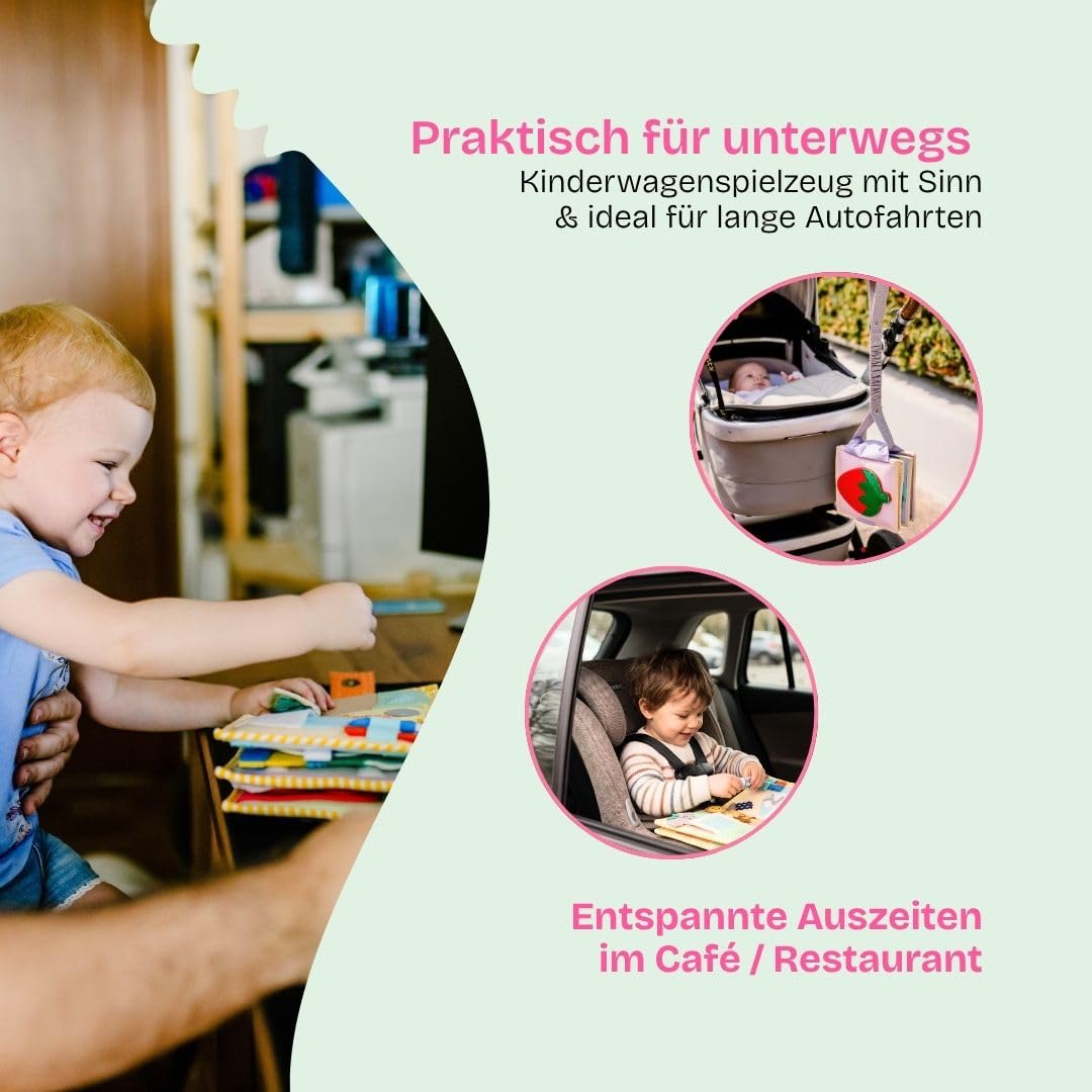 Jolly Designs – Mini Quiet Book Home Sweet Home – Montessori Spielzeug ab 2 Jahren – Motorik & Sensorik fördern – Busy Book aus Filz – Handgefertigtes Filzbuch – Perfekt für unterwegs & Reisen