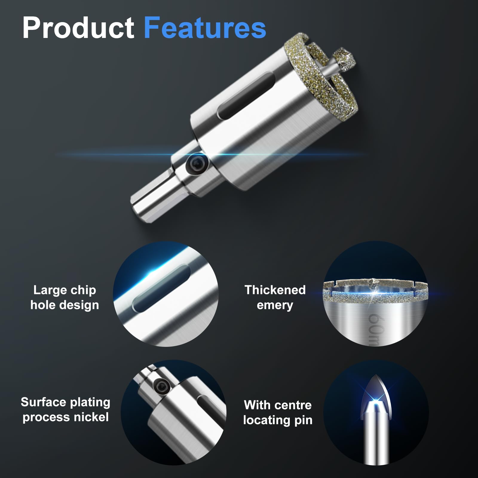 Sega A Tazza Diamantata 35mm - Per Vetro, Piastrelle, Marmo | Punta Da Trapano Professionale - Foto 3