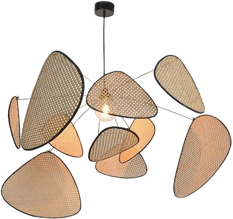 HvKvHvY Boho Pendant Light, Rattan Farmhouse Lamp Light Shade, Retro Pendant Ceiling Light Chandelier Hand-Woven Hanging Pendant Light Fixture for Living Room Bedroom Dining Room Kitchen