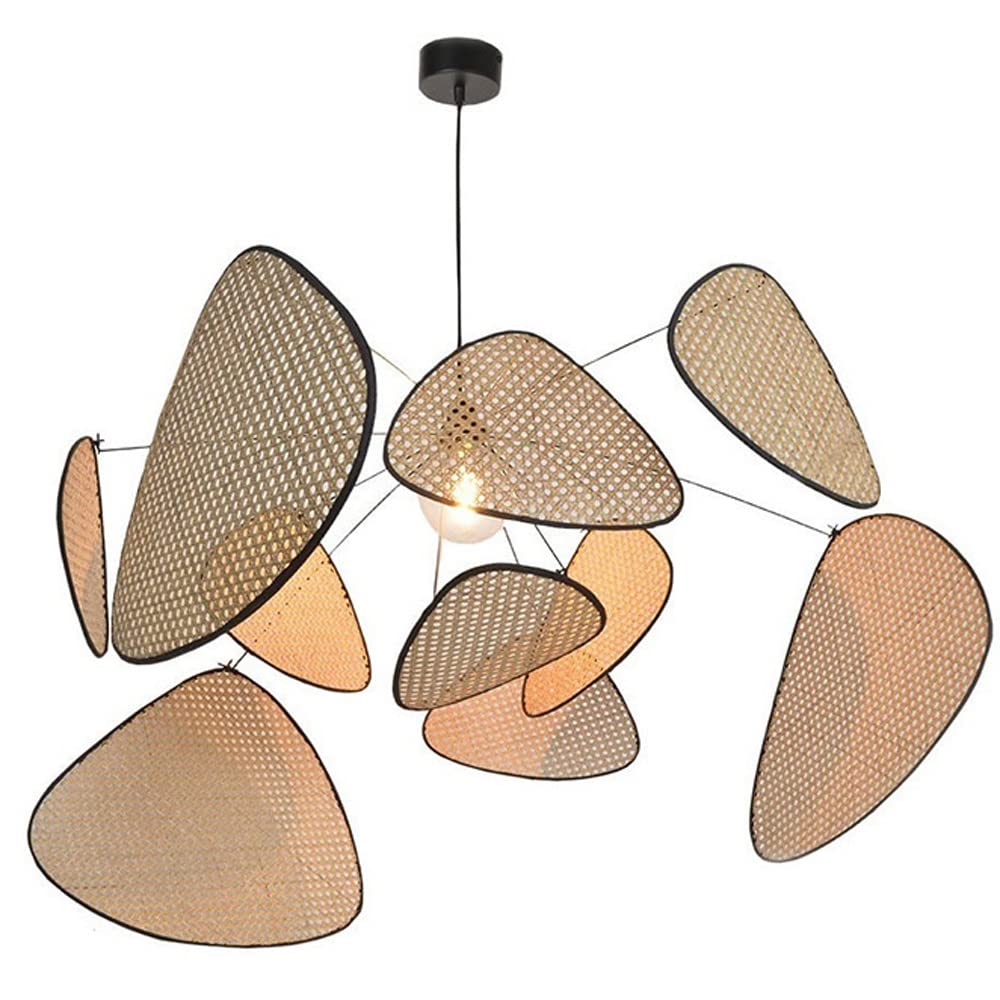 HvKvHvY Boho Pendant Light, Rattan Farmhouse Lamp Light Shade, Retro Pendant Ceiling Light Chandelier Hand-Woven Hanging Pendant Light Fixture for Living Room Bedroom Dining Room Kitchen