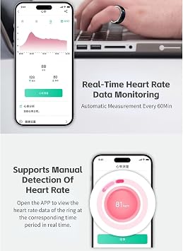 Smart Ring Health Tracker for Men & Women, IP68 Waterproof Fitness Sleep Heart Rate Blood Oxygen Tracker Ring, Bluetooth Fitness Tracker Ring Pedometer with APP for Daily Use