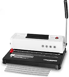 Máquina de encadernação em espiral, capacidade de perfuração de 12 folhas, inserção de bobina elétrica, máquina de encadernação de livros para papel tamanho A4/A5/carta, com 1 caixa de bobinas e