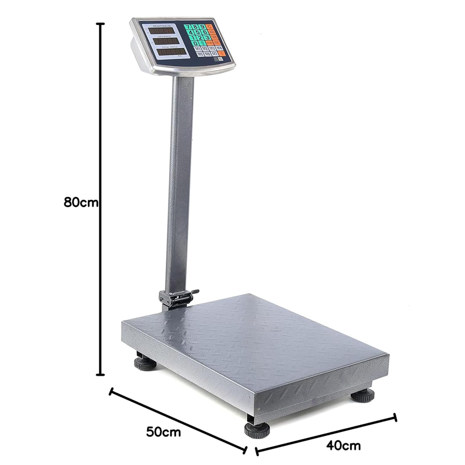 Balance Plateforme Industrielle 300 kg – Pèse-Colis Numérique avec Plateau Inox 50×40 cm, Graduation 100 g, Affichage LED Rouge, Batterie Rechargeable & Secteur, kg/lb