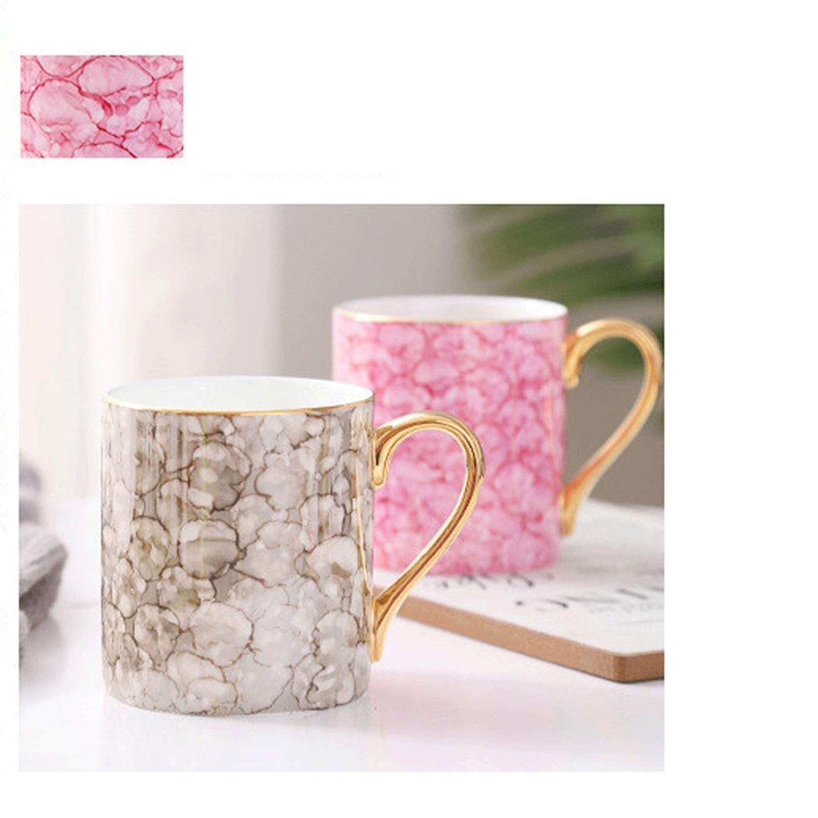 Taza de café, Taza de té de Estilo Europeo, Taza de café de Porcelana Dorada a Rayas, Taza de Agua de Oficina para el té de la Tarde (B)