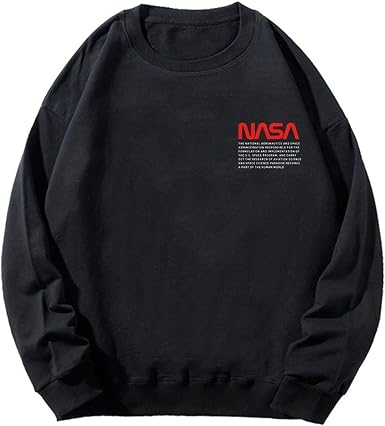 Amazon.com: MOUNSHET Sudadera NASA con logotipo impreso, cuello redondo,  suéter suelto unisex con capucha de algodón : Ropa, Zapatos y Joyería