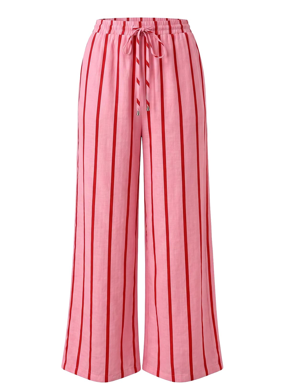 Acelitt Women Drawstring Elastic Waist Wide Leg Pants with Pockets, S-XXL | Elastic waist,loose fit,side pockets,casual,2026 summer trendy,beach vacation outfits