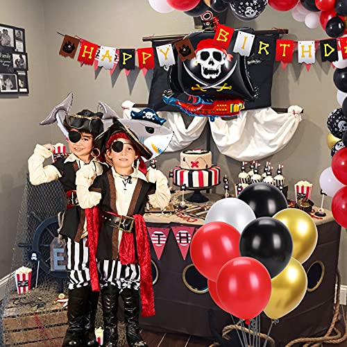 136Pcs Décorations de Fête D'anniversaire Pirate Ballons Guirlande Anniversaire Bannière Star Voilier Foil pour Garçons… - Image 7