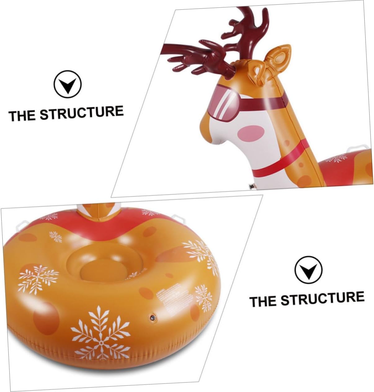 Inflatable Snow Tube Deer Design Thickened PVC Snow Sled Outdoor Sledding Equipment with Safety Valve Easy to Clean and Reusable for Winter Fun