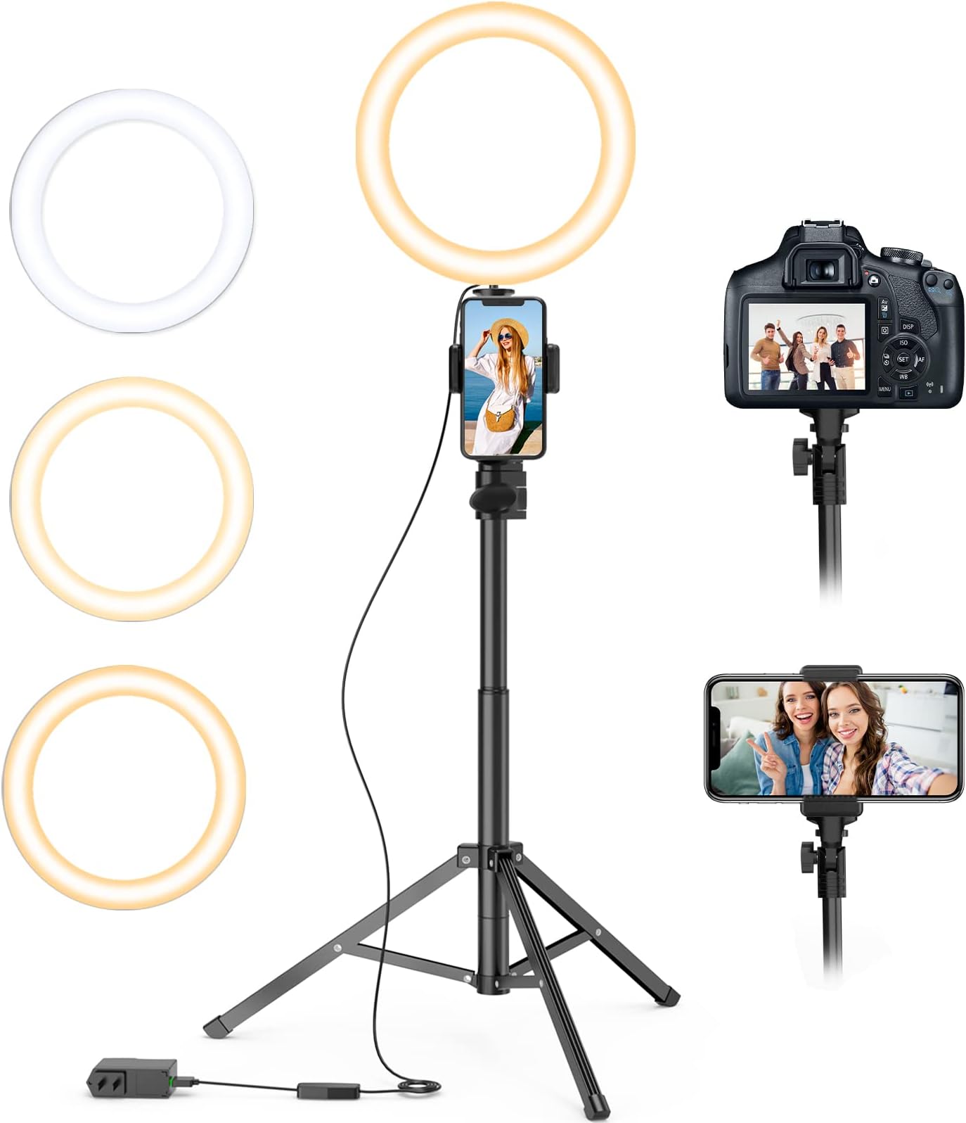 9" QIAYA Ring Light 54" Tall Selfie Lights with Tripod Stand and Phone Holder