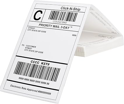 L LIKED 4x6 Fanfold Thermal Label, 100 Per Stack Thermal Shipping Labels