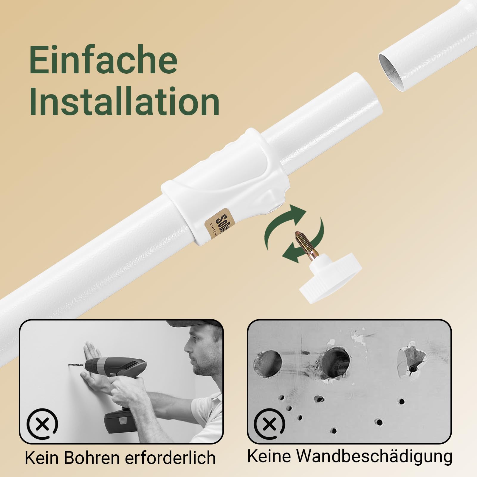 SoBuy Teleskop Kleiderständer, robuster Kleiderstange, verstellbarer offener Kleiderschrank für Schlafzimmer, Garderobenständer, Weiß FRG109-II-W