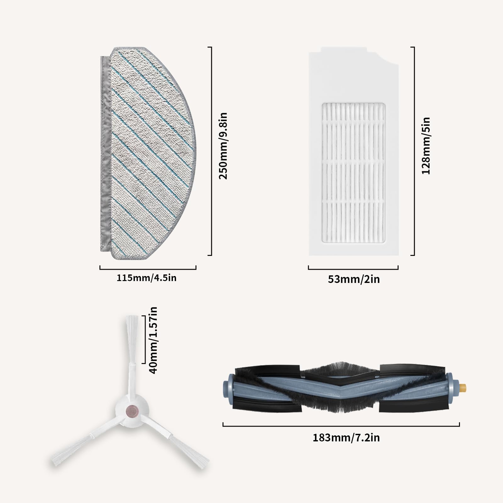 Kit Accessoires De Rechange Pour Aspirateurs Ecovacs Deebot X1/T10 - Brosses, Filtres, Serpillières - 22 Pièces