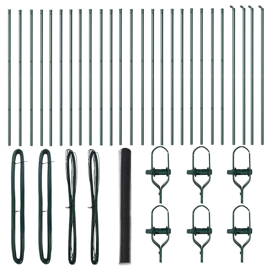 Grey Steel PVC Fence Post 50x1.6m (36mm Mesh) Outdoor Garden Security Barrier Weather Resistant Corrosion Proof Rectangular Fencing Support Set with Posts