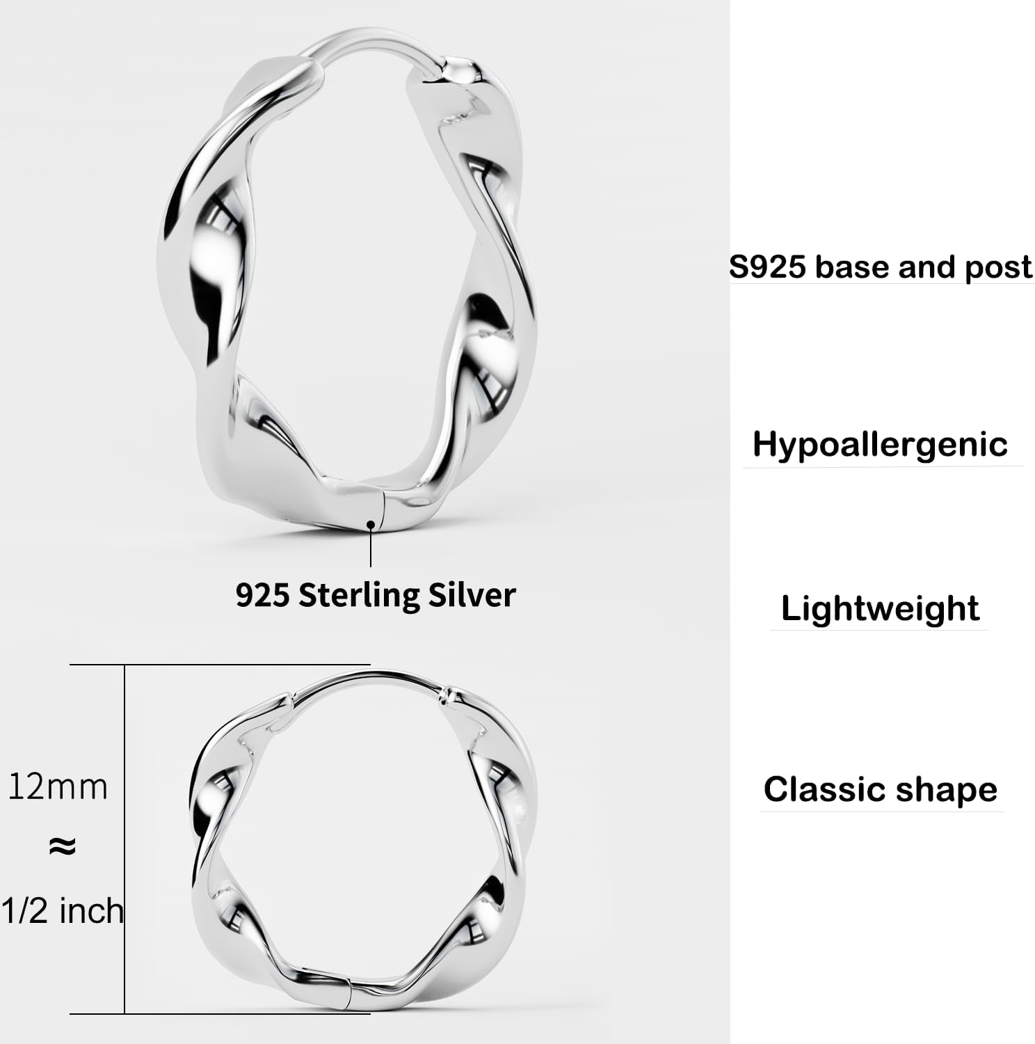 Rose Gold Earrings Small Hoop Earrings For Women 18k Rose Gold Plated 925 Sterling Silver Mini Huggie Earring 12mm - Image 7